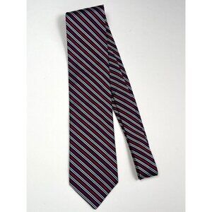 NAUTICA Mens Red/White/Blue Patriotic Repp Stripe 100% Silk NECKTIE Tie USA EUC
